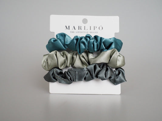 Silk Scrunchies - 3er Set aus Seide Petrol