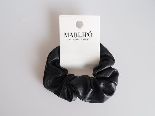 Vegan Leather Scrunchie - Black