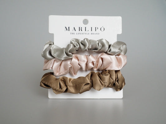 Silk Scrunchies - 3er Set aus Seide Nature