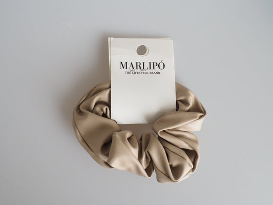 Vegan Leather Scrunchie - Beige