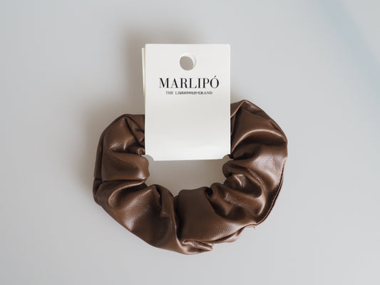 Vegan Leather Scrunchie - Brown